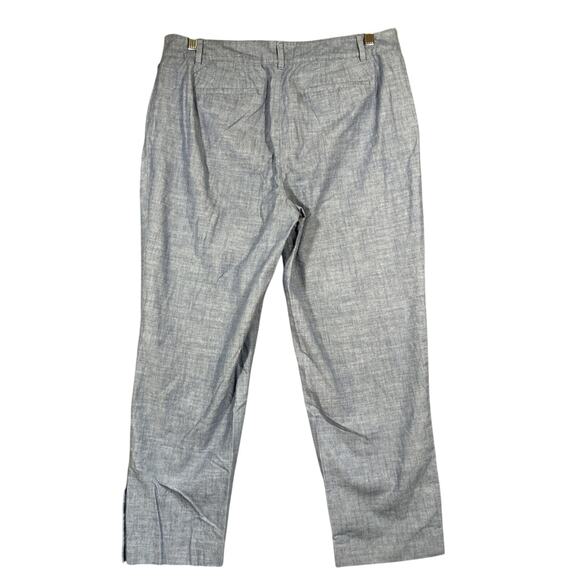 Talbots Capri Pants Women's 12 Perfect Crop Blue Cotton Chambray Coastal Beachy - Picture 3 of 8